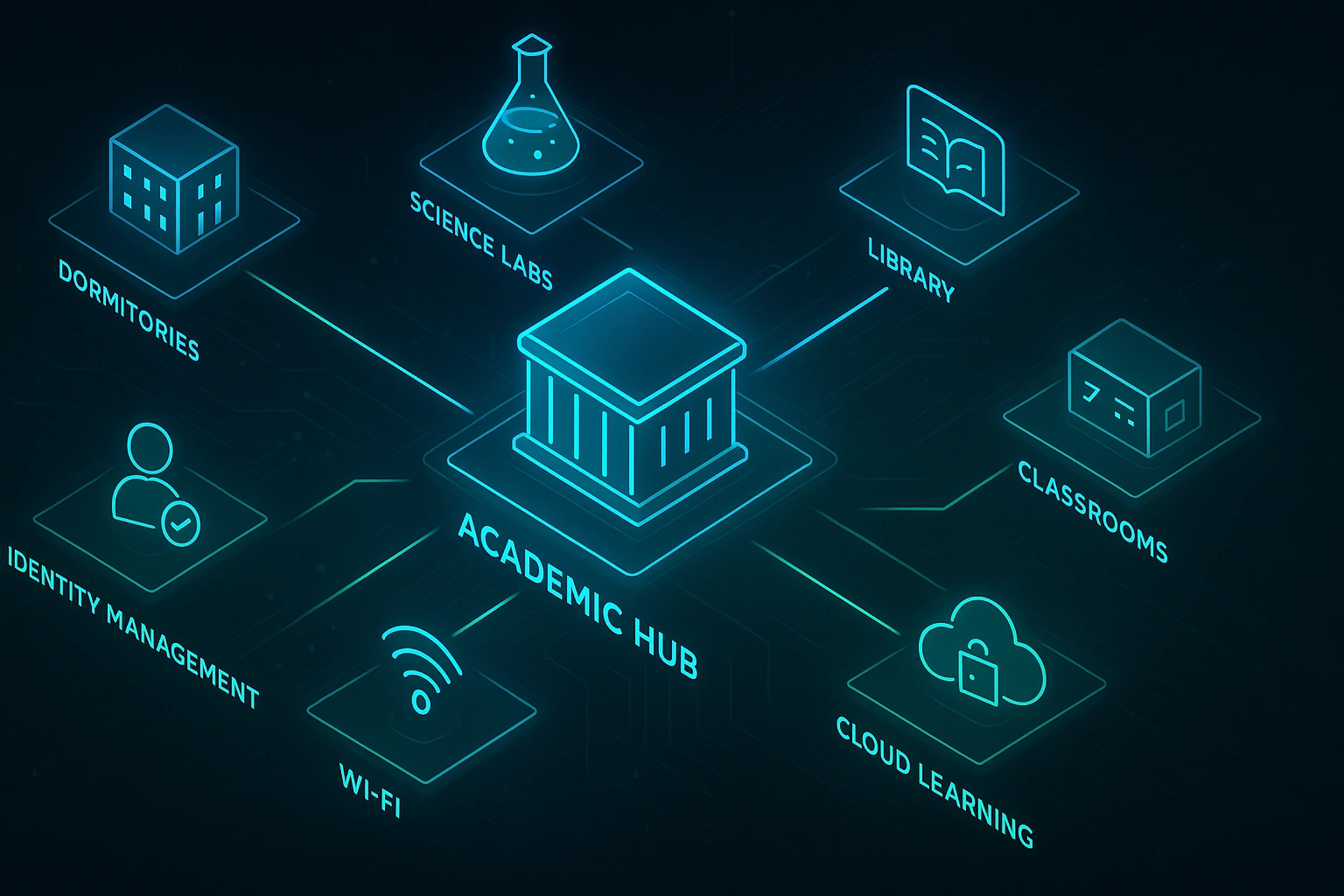 Hub academic conectat cu laboratoare, săli de curs, cămine și Wi-Fi campus