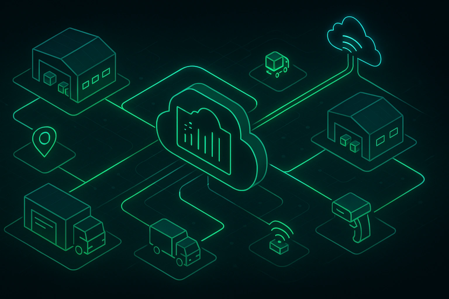 Rețea logistică între depozite, flote și cloud, vizibilitate în timp real